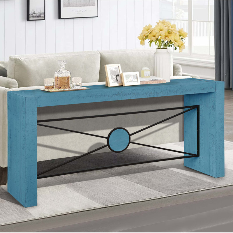 Blue wood console table sale